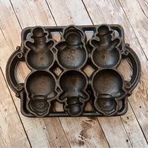 💚John Wright cast iron snowmen & woman mold